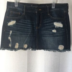 Old Navy Denim Jean Skirt Distressed Raw Edge Hem